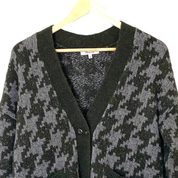 MADEWELL Allston Double-Button Cardigan Sweater in Houndstooth, Size X-Small - Picture 6 of 13